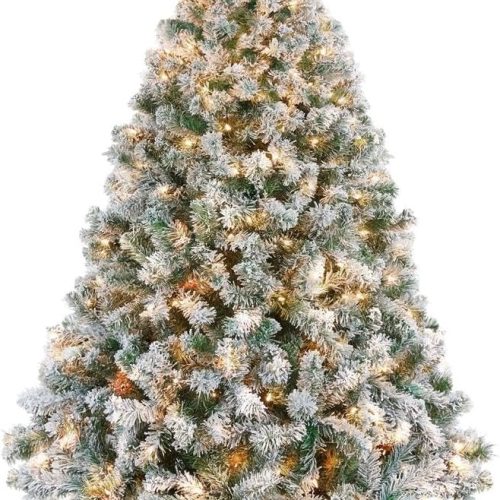 Flocked Pre Lit Christmas Tree with Warm Lights