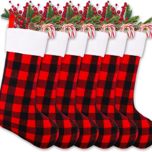 Plaid Christmas Stockings in Cotton and Linen