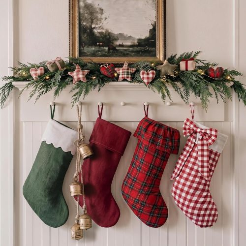 Rustic Christmas Stockings in Plaid and Gingham